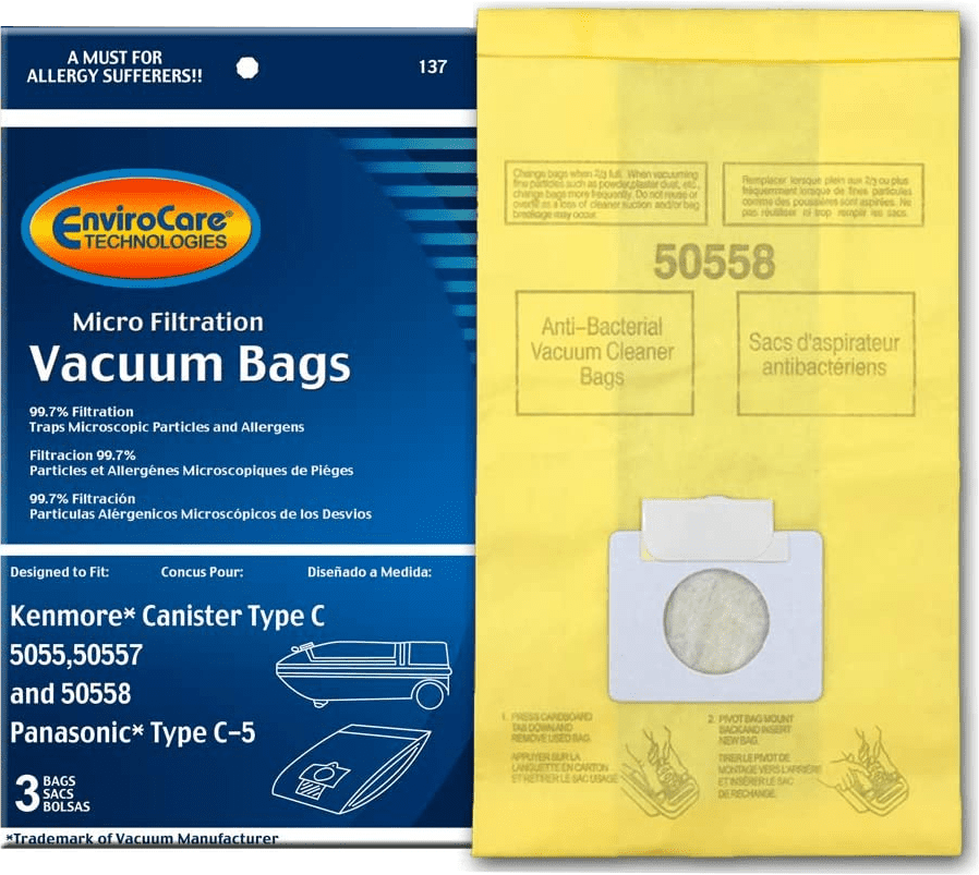 EnviroCare Vacuum Bags for Kenmore Style C & Q Canisters - 5055, 50558 -  Walmart.com