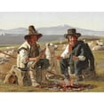 thumbnail image 2 of Martinus Rørbye 18x15 Black Ornate Wood Framed Double Matted Museum Art Print Titled - Two Italian Shepherd Boys Sitting by the Fire (1835), 2 of 5
