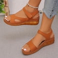 thumbnail image 5 of Yyuenw Women's Fashion Casual Spring And Summer Comfortable Solid Color Open Toe Thick Bottom Wedge Heel Sandals, 5 of 9