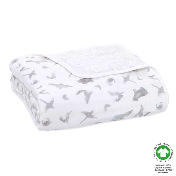 aden   anais Organic Cotton Muslin Dream Blanket, Grey Map the Stars, Unisex