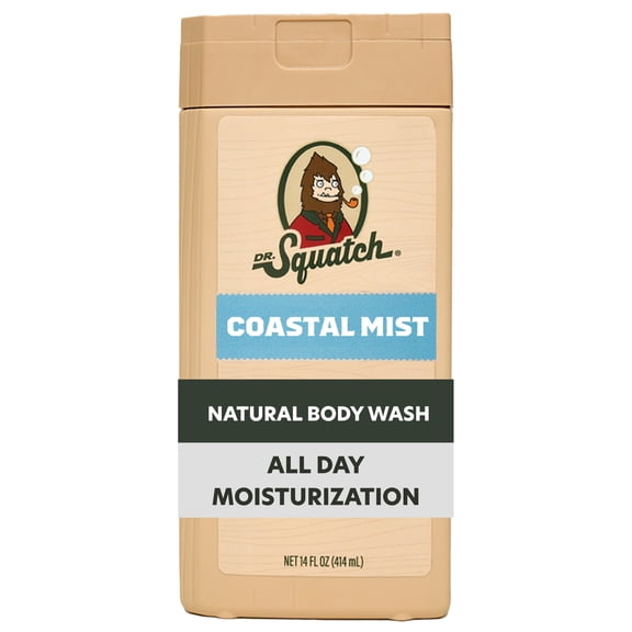 Dr. Squatch Mens Natural Body Wash, Sulfate Free Moisturizing Body Wash for men, Coastal Mist, 14 fl Oz
