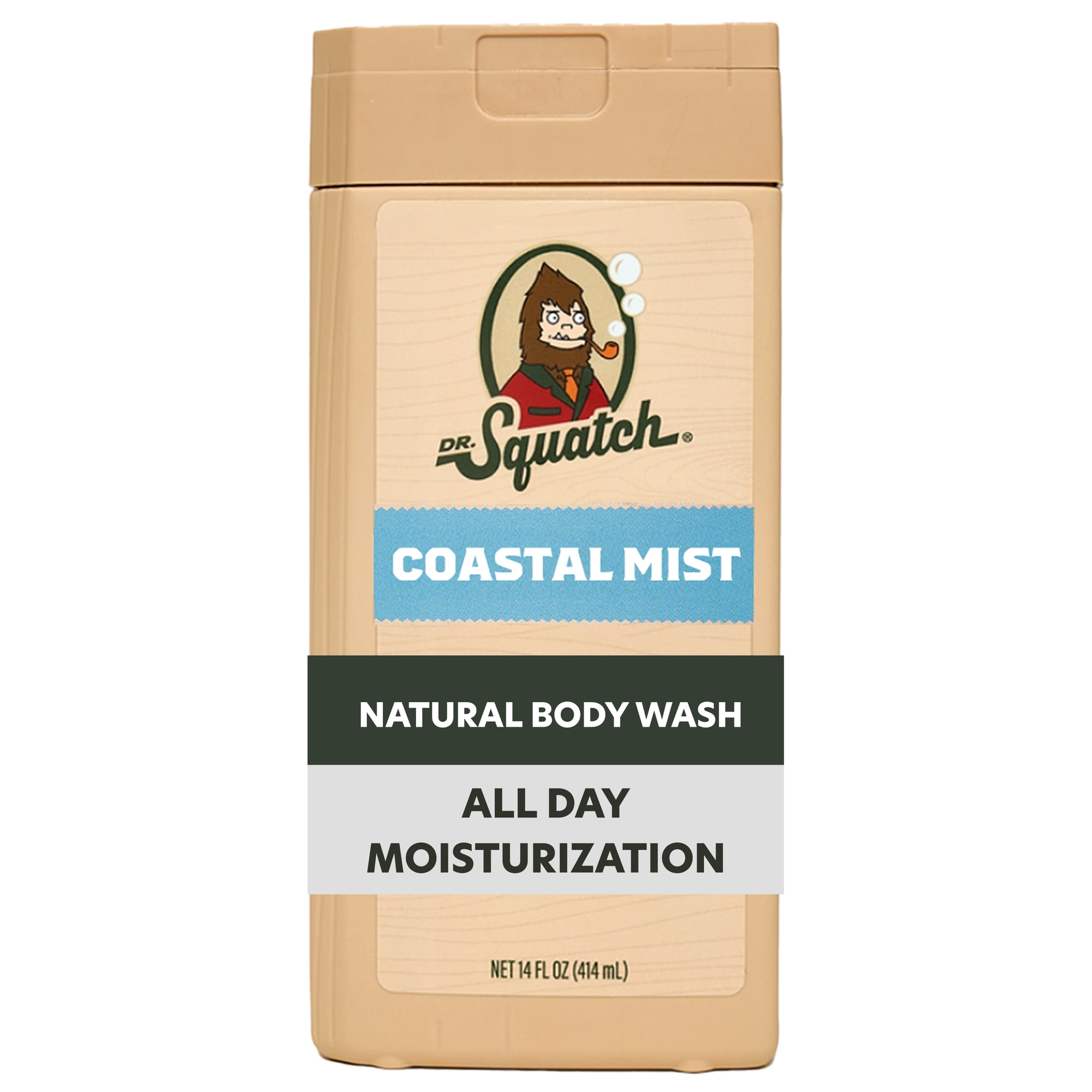 Dr. Squatch Mens Natural Body Wash, Sulfate Free Moisturizing Body Wash for men, Coastal Mist, 14 fl Oz