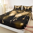 thumbnail image 3 of Homewish Romantic Butterfly Animal Twin Sheet Sets, Gold Sequin Print Twin Fitted Sheet, Couple Anniversary Flat Sheet, Luxury Bedroom Decor, 3-Piece, 3 of 7