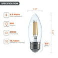 thumbnail image 4 of BH&G 4.5W LED Decorative Candelabra Light Bulb, 60W Eqv, E26 Medium Base, Dimmable Soft White, 8PK, 4 of 13