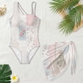 thumbnail image 4 of SEANATIVE Girls Swimwear Set One Piece Swimsuit with Swim Cover Ups Stylish Cut Out Bathing Suit for Vacation Beach Summer Holiday, Size 11-12, Floral Patchwork Pattern Pink, 4 of 7