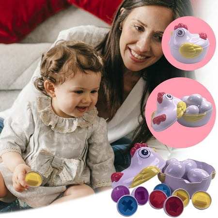 XIAOFFENN Children's Educational Hen Pairing Twisted Early Education Color Shape Educational Toy Warehouse Sale Clearance