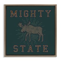 Stupell Industries Mighty Moose State Animals Painting Brown Floater Framed Canvas Art Print Wall Art, 25 x 25