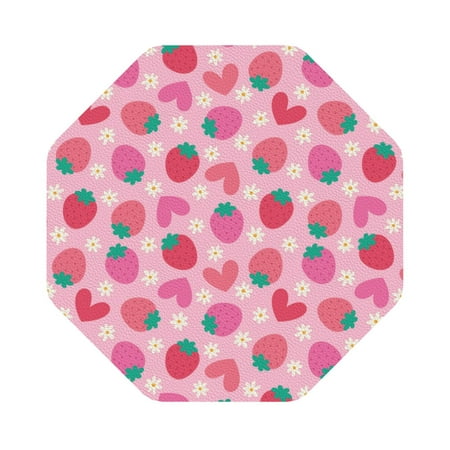 

Matuu Haear Strawberry for Cup Coasters Set of 6 Leather Coasters Desk Coasters for Office Measures 4” x 4” Octagon