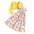 thumbnail image 1 of Ediodpoh Ensemble de Tenues pour Filles Imprimé Floral Robe Sans Manches avec Cardigan à Manches Longues Ensemble 2 Pcs pour Filles de 7 à 12 Ans Tenue Décontractée Printemps Automne Ensemble Quotidien Jaune 10-11 Ans, 1 of 9