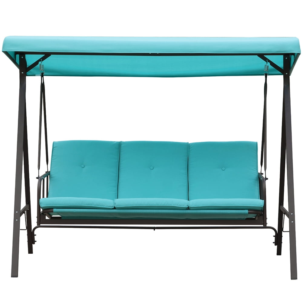 Kepooman 3 Persons Luxury Outdoor Porch Swing Chair, Foldable Hanging Porch Swing Chair Seat for Porch, Patio, Garden, Blue-Green Kepooman 3 Persons Luxury Outdoor Porch Swing Chair, Foldable Hanging Porch Swing Chair Seat for Porch, Patio, Garden, Blue-Green