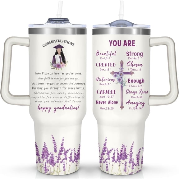 Graduation Gifts, 40 oz Graduation Tumbler with Handle and Straw, College/High Class of 2026 Gifts for Her with Encourage Quotes Insulated Water Bottle, Meaningful Graduate Gift for Grads