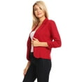 thumbnail image 3 of Women's Solid Comfy Casual Office Work 3/4 Long Sleeve Open Front Blazer Jacket S-3XL, 3 of 5