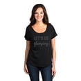 thumbnail image 2 of Thread Tank Lets Go Glamping Women's Relaxed Slouchy Dolman T-Shirt Tee Heather Black Large, 2 of 4