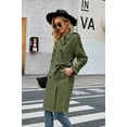 thumbnail image 2 of Double Breasted Spring Fall Women Solid Color Lapel Long Casual Trench Coat, 2 of 7