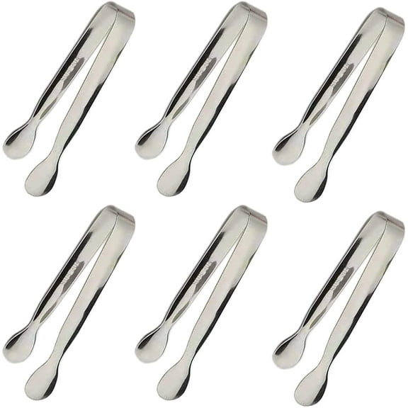 6Pcs Ice Tongs Mini Sugar Tongs 4.25Inch Stainless Steel Small Serving Tongs, Small Kitchen Tiny Tongs for Appetizers,Tea Party, Coffee Bar, Desserts