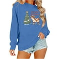 thumbnail image 2 of Nmnitkp Sweatshirt For Women Round Neck Hoodless Christmas Printed Casual Loose Sweatshirt Blue #01,XL, 2 of 6