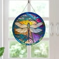 thumbnail image 4 of JikouIivo Stained Glass Window Hangings,Outdoor Wall Art Dragonfly Glass Hanging Wall Decoration Color Mosaic Decoration with Hook,for Window Door Garden, 4 of 5