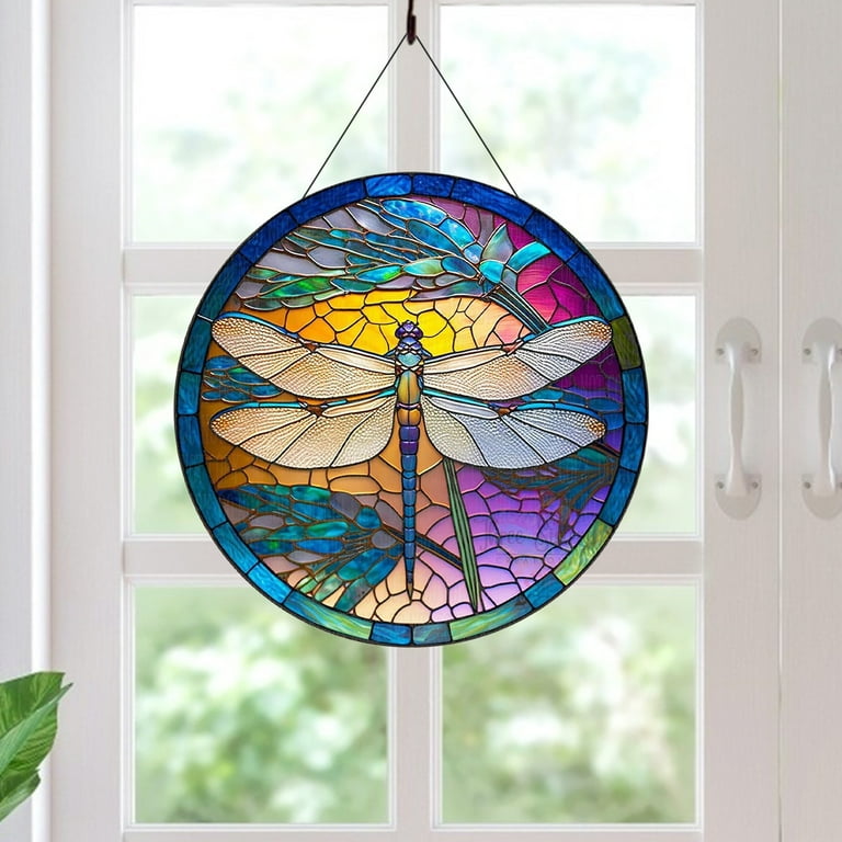 WAKO ペネチアン・グラス ドラゴンフライ JikouIivo Stained Glass Window Hangings,Outdoor Wall Art