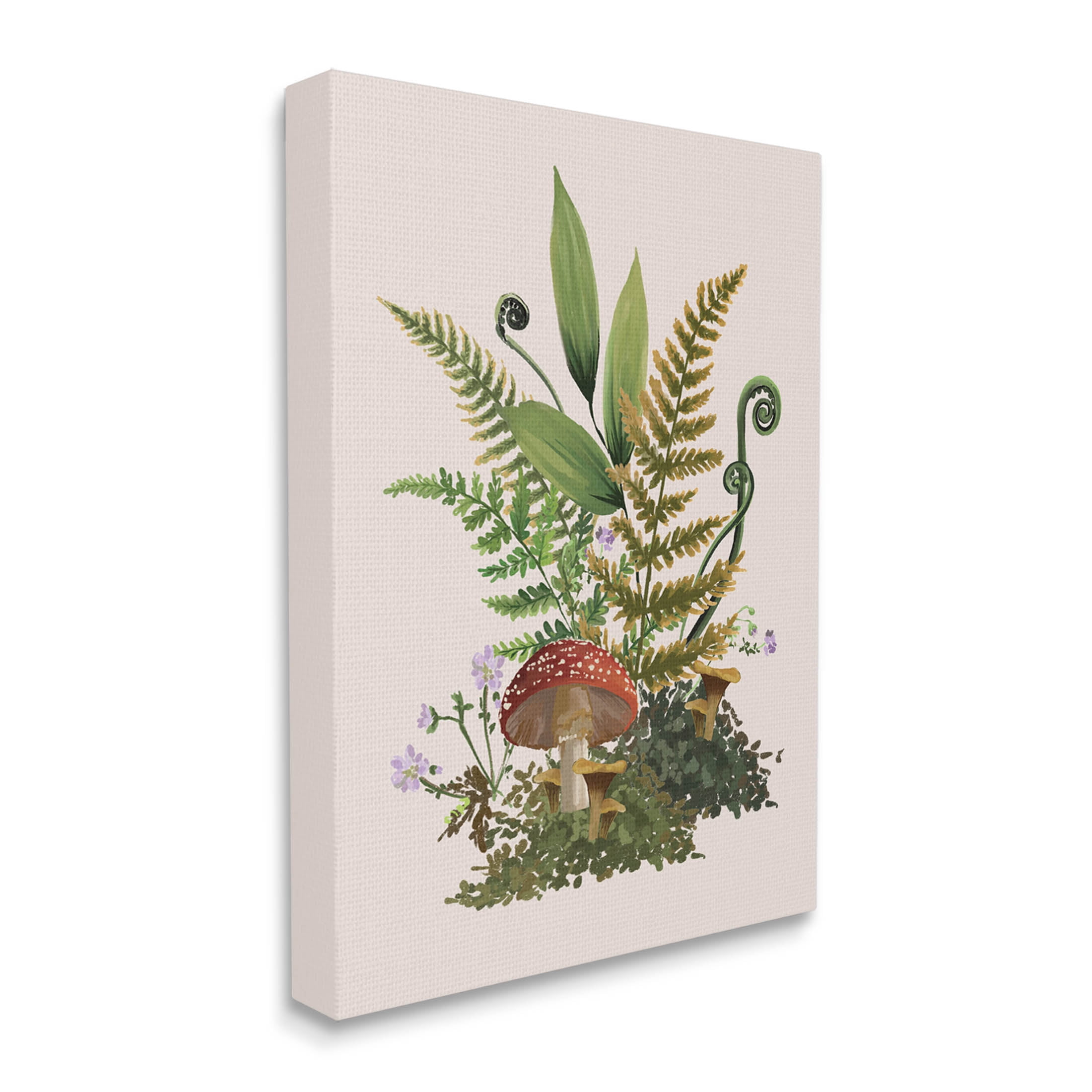 Cottage Mushroom Woodland Plants Botanical & Floral Graphic Art Gallery Wrapped Canvas Print Wall Art