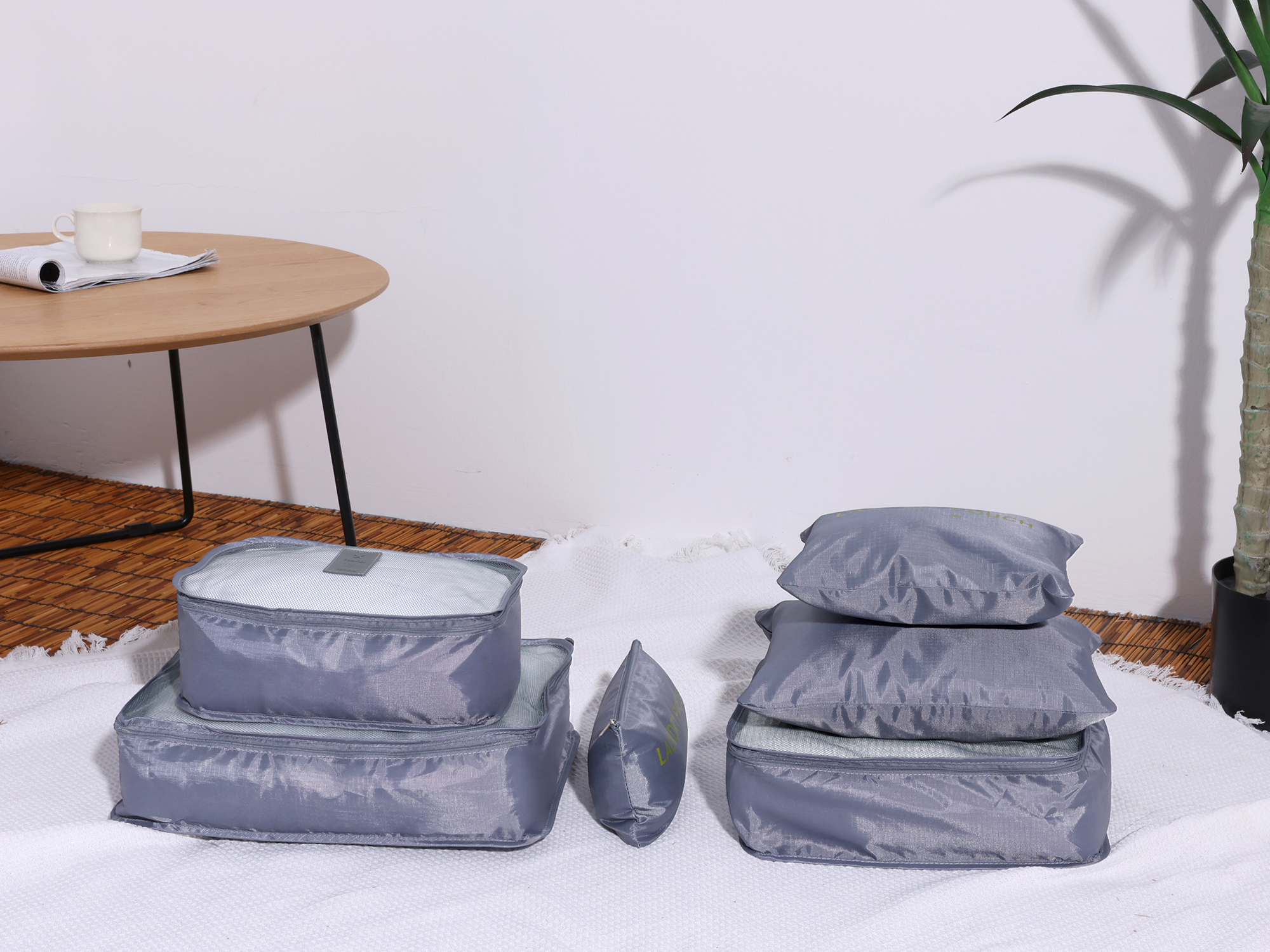 Unique Bargains 6 Set Travel Bag for Storage Closet Organizers Travel Accessories Gray