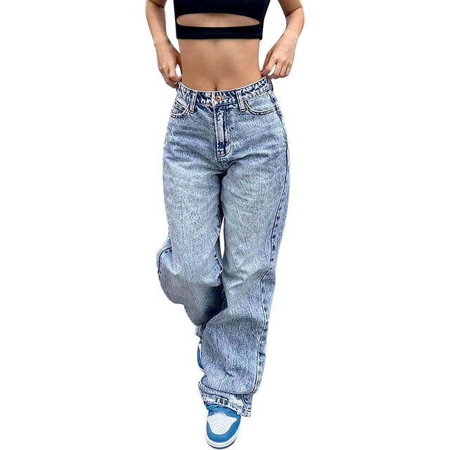 Pantalones vaqueros holgados para mujer Y2K de cintura baja, estilo vintage, pantalones cargo, ropa de calle
