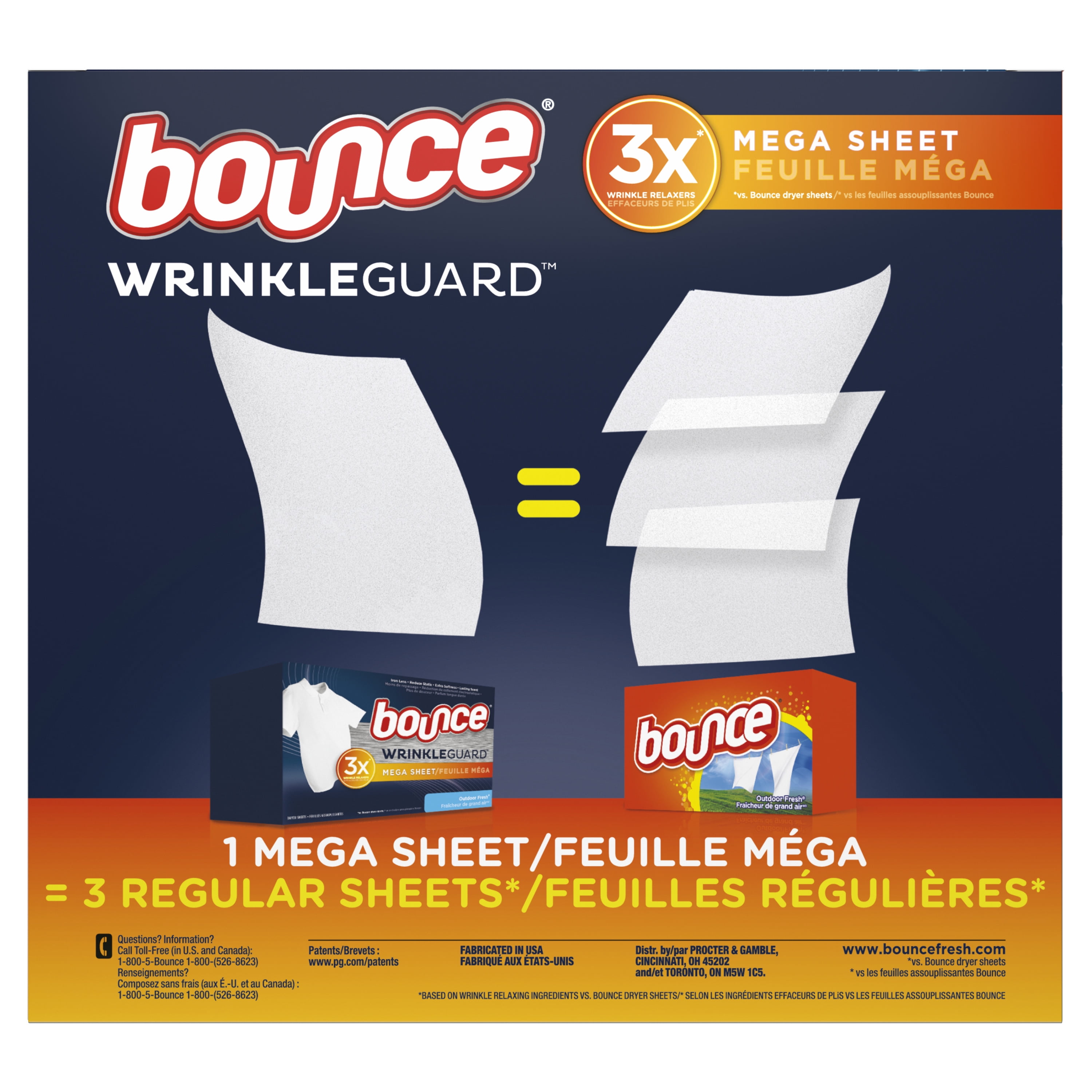Bounce Wrinkle Guard Mega Dryer Sheets, Outdoor Fresh Scent, 160 Count