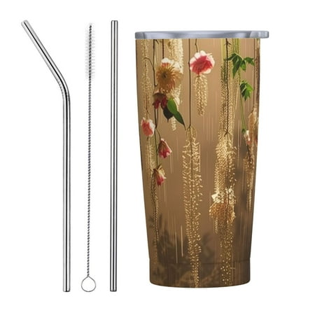 

{message:Please upgrade Continue to use the free trial} 20 oz stainless steel cup with lid and straw double layered vacuum coffee cup ice and hot drink travel cup car travel insulated cup