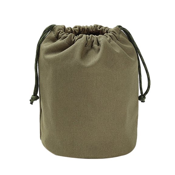 Yongwei Green Canvas Drawstring Bag for Makeup & Camping Storage (20x15x15cm)