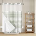 thumbnail image 5 of No Hook Shower Curtain and Liner Set, Sage Green Buffalo Plaid Washable Fabric Shower Curtains for Bathroom, Bathtub, Farmhouse Modern Checkered Waterproof Bathroom Curtains 60W x 72H, 5 of 9