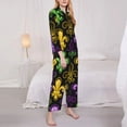 thumbnail image 3 of Goofa Mardi Gras1 Printed Women’s 2 Piece Pajama Set Super,Pajamas Women's Long Sleeve Sleepwear Soft Button Down Loungewear Pjs Lounge Set Nightwear-Small, 3 of 9