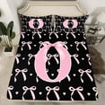 thumbnail image 2 of jejeloiu Personalized Gifts Bow Bed Sheets,Letter O King Sheets,Cartoon Bow Bowknot Sheet Set,Lightweight Room Decoration,4pcs, 2 of 7