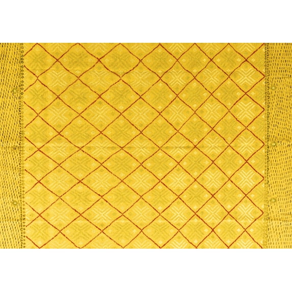 Ahgly Company Machine Washable Indoor Rectangle Abstract Yellow Modern Area Rugs, 8' x 12'