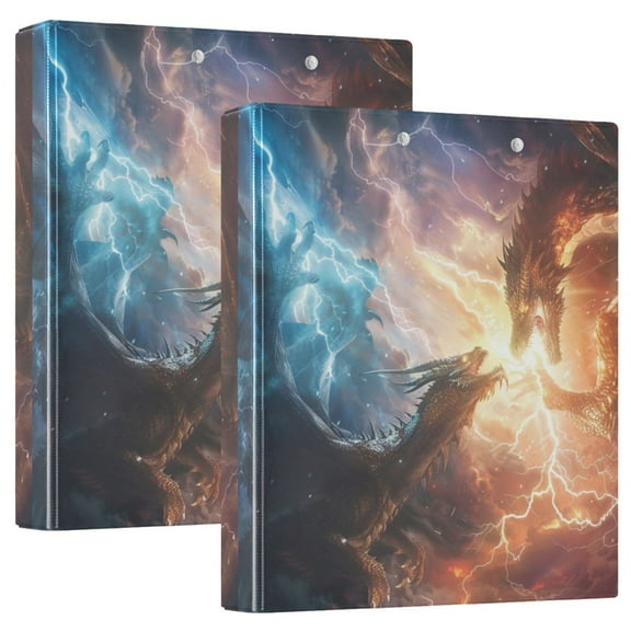 Dragon Battle in Sky 3 Ring Hardcover Binders 1.5" Round Rings for Letter-Size Folder Paper Organizer Pockets for Office Student Recipe 1 Pack