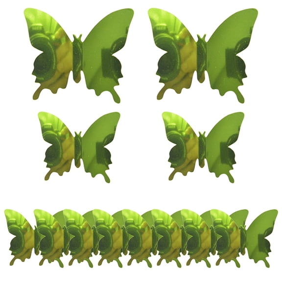 12 Pcs Butterfly Wall Decor,Removable Stickers Wall Decor,3D Butterfly Wall Decal Room Decor,3D Butterfly Wall Stickers,for Room, Door, Window, Wedding, Bathroom, Birthday Decoration,Green