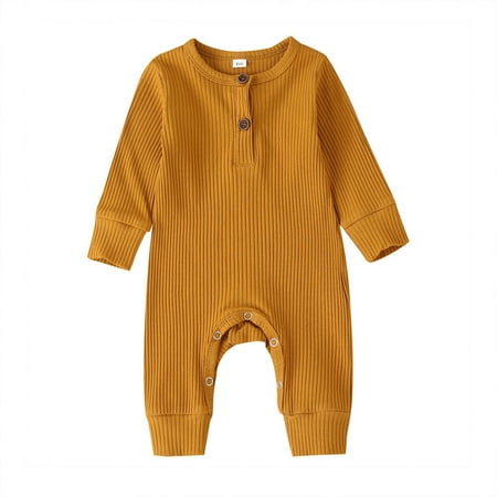 

Zhlaeerr 0-18M Unisex Baby Boys Girls Bodysuits Infant One-Piece 100% Cotton Solid Color Romper Outerwear