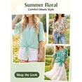 thumbnail image 4 of Anygrew Womens Tops Summer Blouses V Neck Batwing Sleeve Tops Tie Knot Chiffon Button Down Casual Blouse, 4 of 9