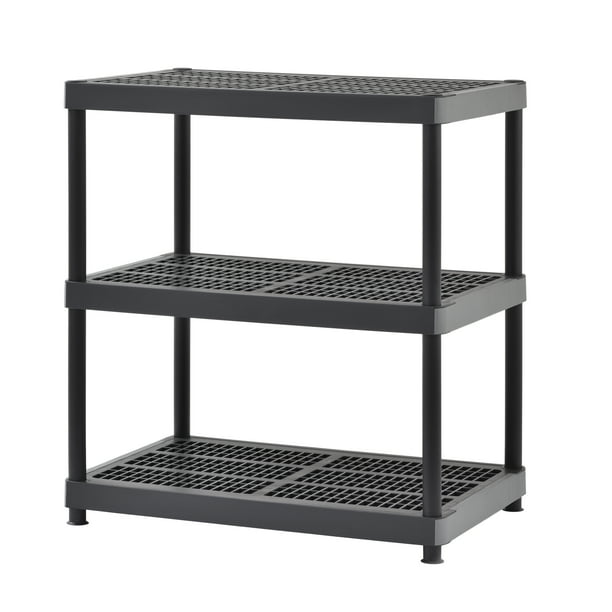 Hyper Tough 3Level Plastic Shelving System, Black/Gray