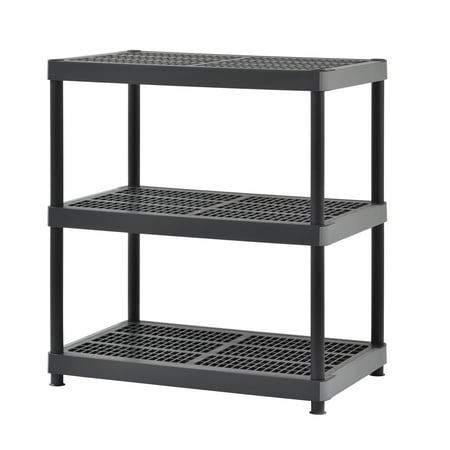 Hyper Tough 3-Level Plastic Shelving System, Black/Gray