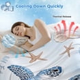thumbnail image 3 of Blue Beach Coastal Cooling Blanket, Lightweight Breathable Summer Throw Blanket with Double Sided Cold Effect, Coral Nautical Sea Turtle Picnic Beach Blankets Bed Sheet for Hot Sleepers 40"x60", 3 of 8