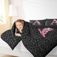 thumbnail image 4 of jejeloiu Letter A Monogrammed Twin Comforter Sets,Pink Leopard Print Bedding Set For Girls Kids Reversible 2-Piece, 4 of 8