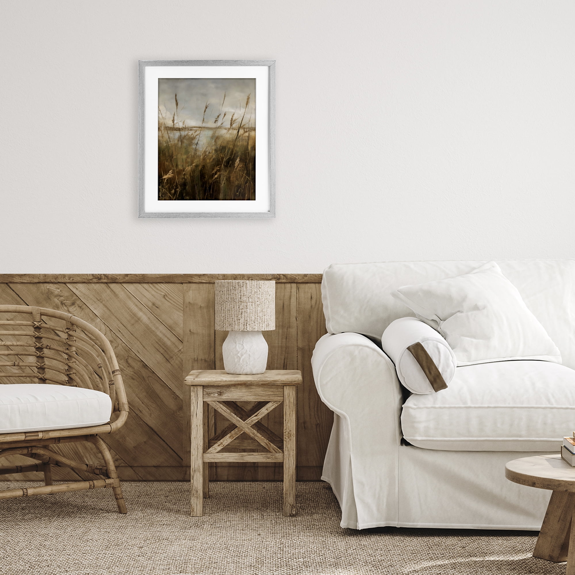Stupell Industries Tall Grass Beside Quiet Lake Gray Framed Print Under Glass, design by Creative Studio