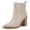 beige, variant on Women  Ankle Boots with Chunky Mid-Heels, Pointed Toe, and Elastic Side Panels — Casual Western Style