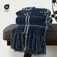 thumbnail image 4 of EVERGRACE Plaid Chenille Throw Blanket for Couch, Super Soft Cozy Decorative Windowpane Grid Plaid Throw with Tassels, Lightweight Chenille Knit Throw for Bed Sofa Gift, Navy & White 60”x80”, 4 of 8
