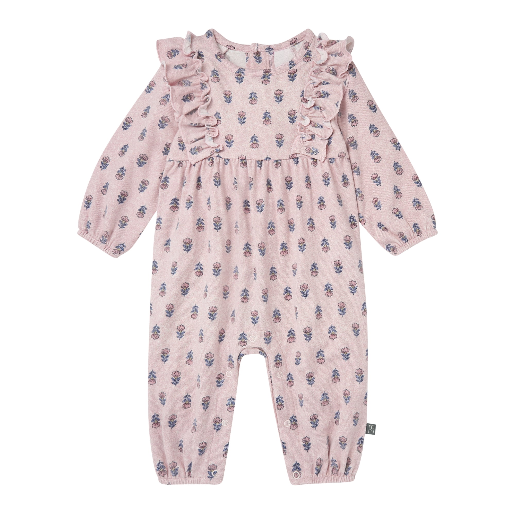 Modern Moments by Gerber Baby Girl Long Leg Romper with Ruffle Detail, Sizes 0/3 Months - 24 Months
