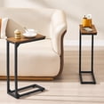 thumbnail image 2 of C-Shaped End Table Set of 2 - Rustic Brown, Slim Sofa Side Table for Small Spaces, 2 of 7