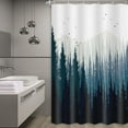 thumbnail image 2 of Mountain Forest Scene Fabric Shower Curtain, Pine Tree Mountains Black Bird Rustic Scenery Shower Curtains for Bathroom, Cloth Shower Stall Curtain with Hooks, 72X72in, 2 of 5