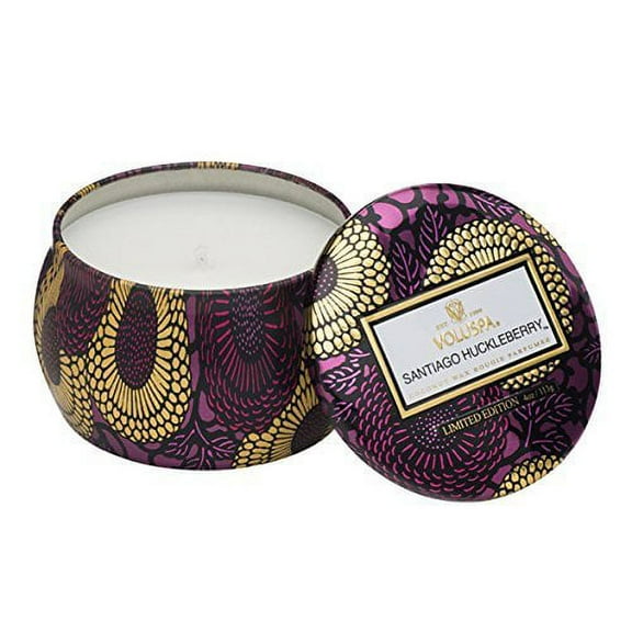 Voluspa 246902 4 oz Mini Tin Candle - Santiago Huckleberry
