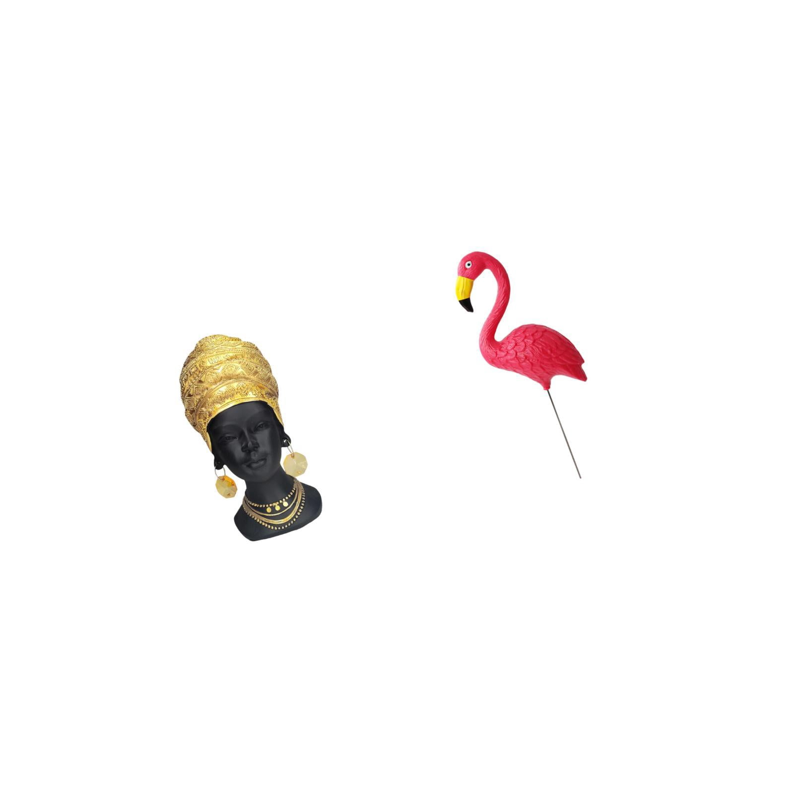 CarpNettore African Woman Bird Statue Tabletop Ornament Resin Figurine Creative Sculpture for Home Decor Centerpiece Entrance Shelf Yard Art Ornament Fairy Garden Accessories Flamingo Garden