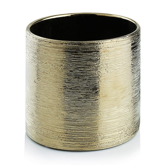 WGV Textured Gold Cylinder Ceramic - 5.5" Wide x 5" Height, Good quality, Heavy Weighted Base - 1 Pc