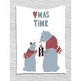 thumbnail image 1 of Polar Bear Tapestry, Christmas Time Baby Bear Giving Present to Mom Noel Celebration Theme, Wall Hanging for Bedroom Living Room Dorm Decor, 60W X 80L Inches, Dark Coral Slate Blue, by Ambesonne, 1 of 2